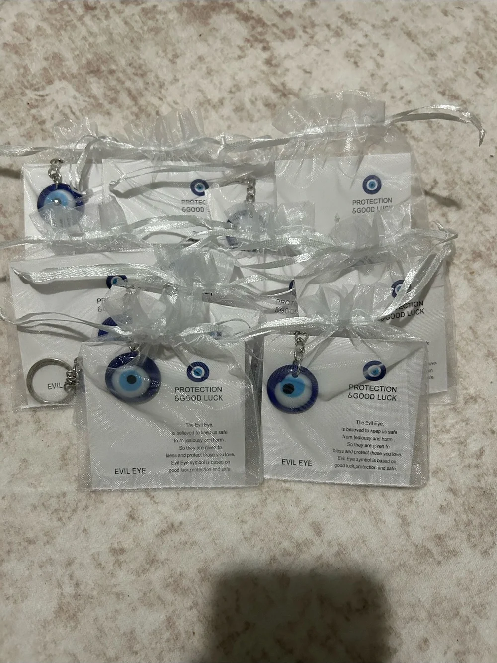 Evil Eye Protection Keychain/Charm - Blue White